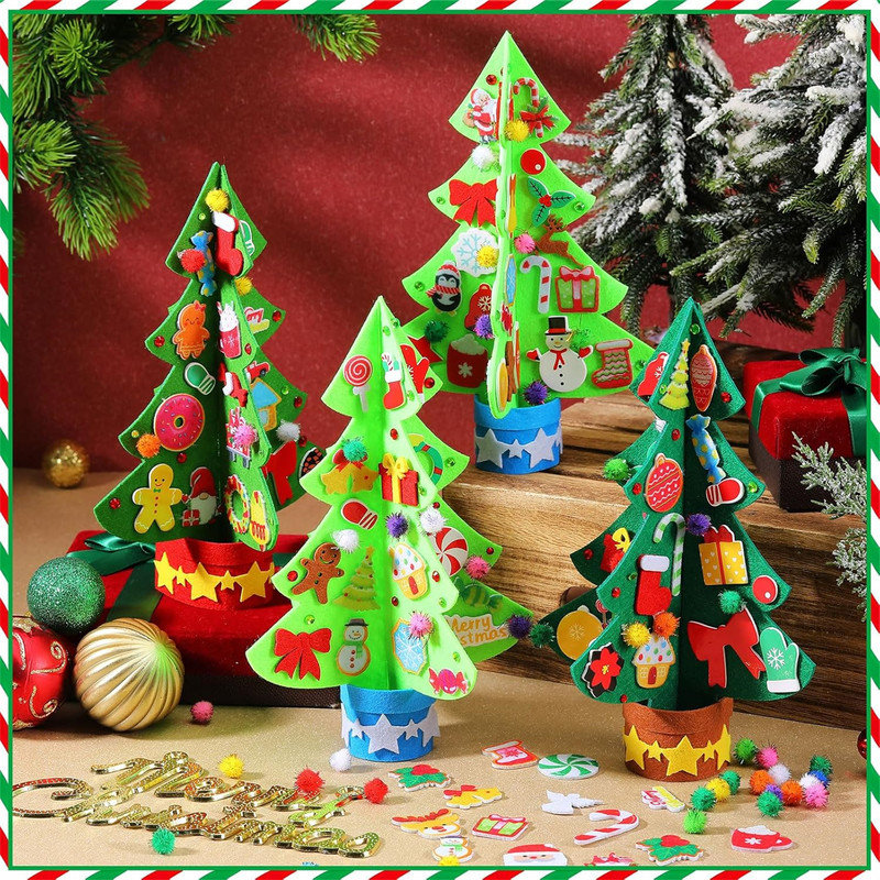 408 Pcs Christmas Tree DIY Craft Kits 3D Christmas Tree Felt Sets Dakota Fields